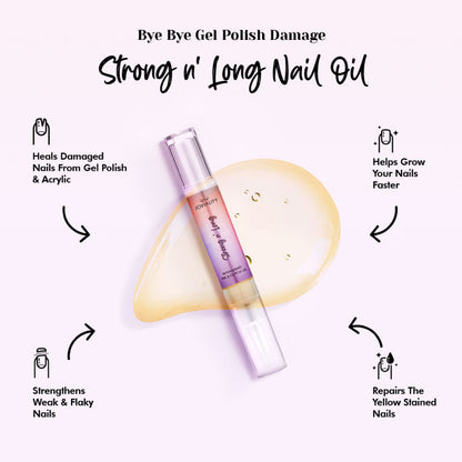 Strong n' Long - Nourishing Nail & Cuticle Oil - Nail oil growth serum top results effective hydrating cuticles long strong hard treat breakage gel polish damage UAE Egypt KSA Kuwait Qatar Iraq Bahrain